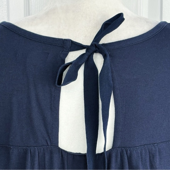 Lane Bryant Navy Mixed Media Perforated Cotton Knit Tie Back Top 18/20 - Picture 15 of 16